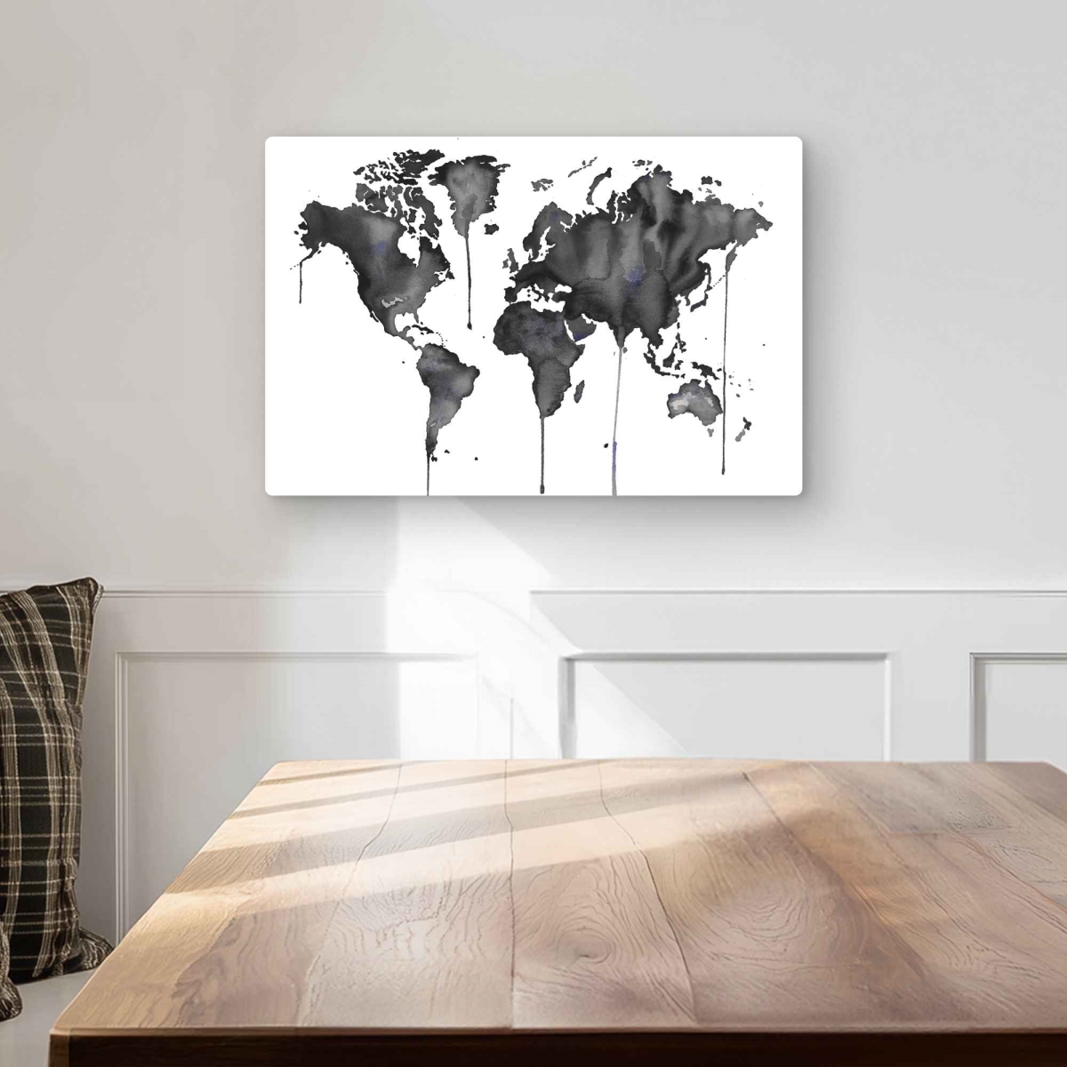 C1MP1218MX2FNP 12 x 18 in. Watercolor World Map Wall Art - Man Cave White Metal Print Decor
