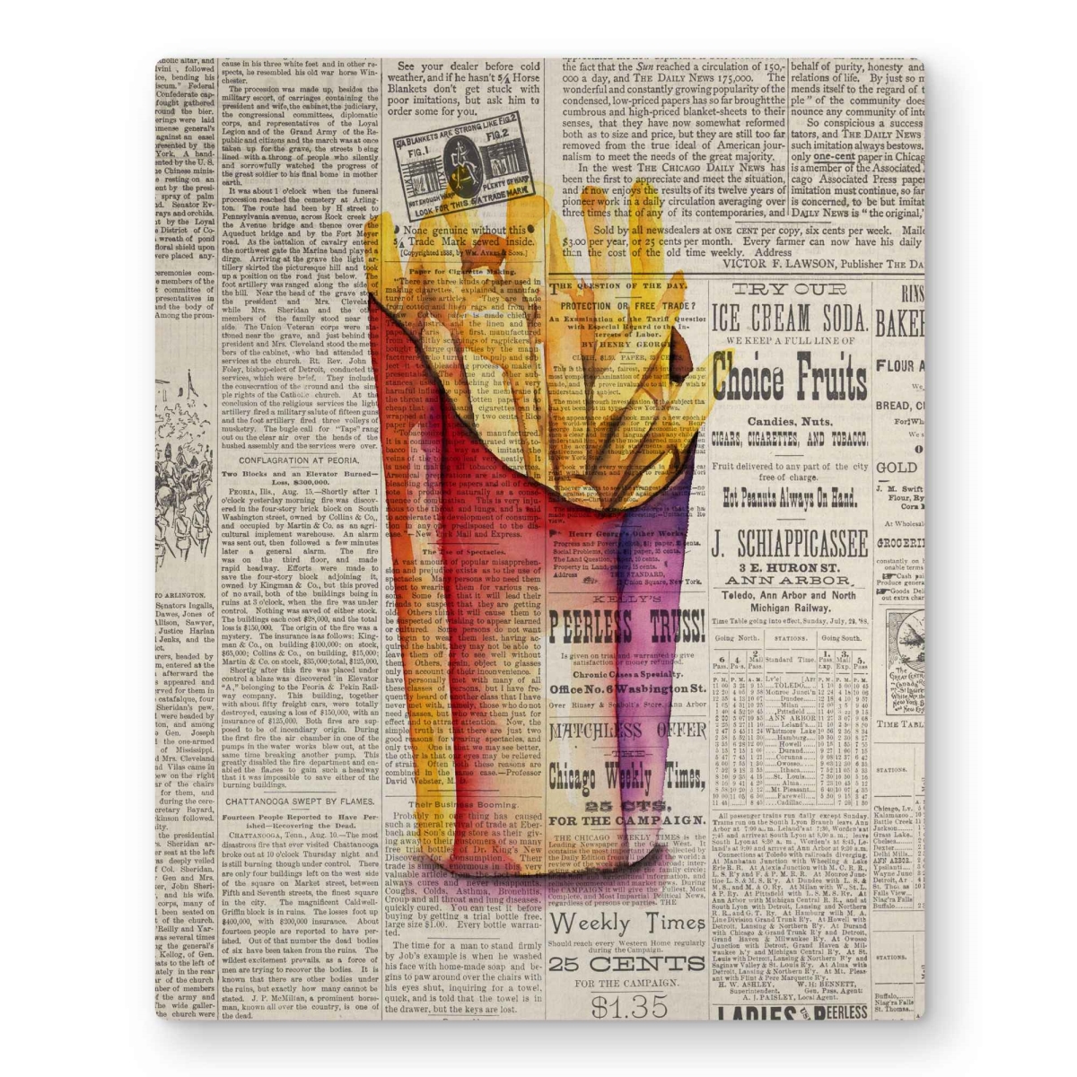 C1MP1620NP59J7 16 x 20 in. Vintage Style French Fries Wall Art - Yellow Metal Print