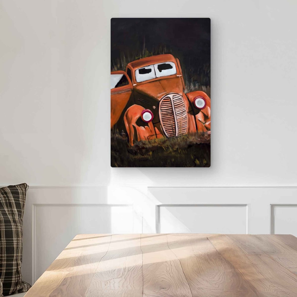 C1MP1218PHX00C 12 x 18 in. Humpy Old Car by Night Wall Art - Brown Transportation Metal Print
