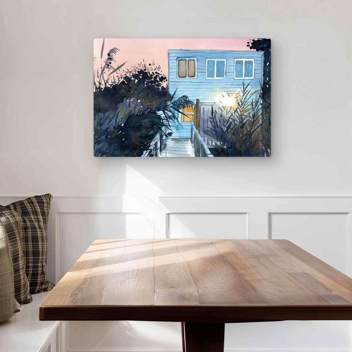 C1MP20300H4EQ7 20 x 30 in. Beach House Blue Bathroom Metal Print Wall Art - Home Decor Accent
