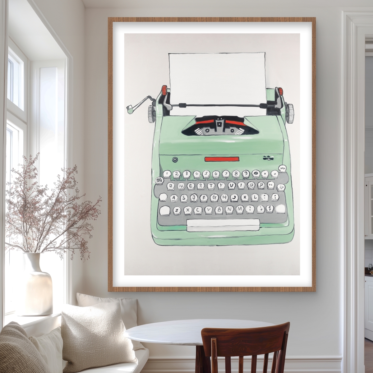 C1FM3648UVD20I 36 x 48 in. Mint Typewriter Print Wall Art - Neo Mint Framed Matted Art Decor