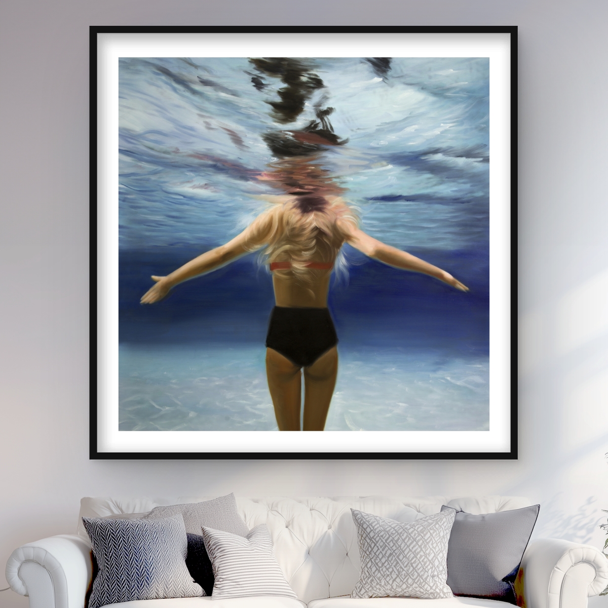 C1FM48483GFQCZ 48 x 48 in. Under the Sea - Beach Figurative Framed Print Wall Art for Home Decor