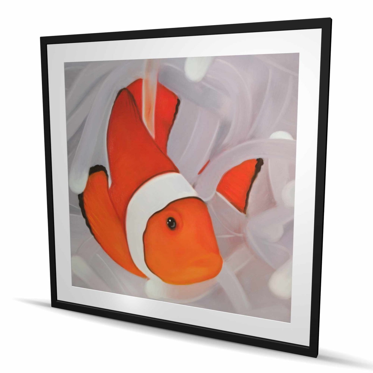 C1FM48483RP2HV 48 x 48 in. Clownfish Under the Sea - Framed Matted Print Wall Art for Home Decor