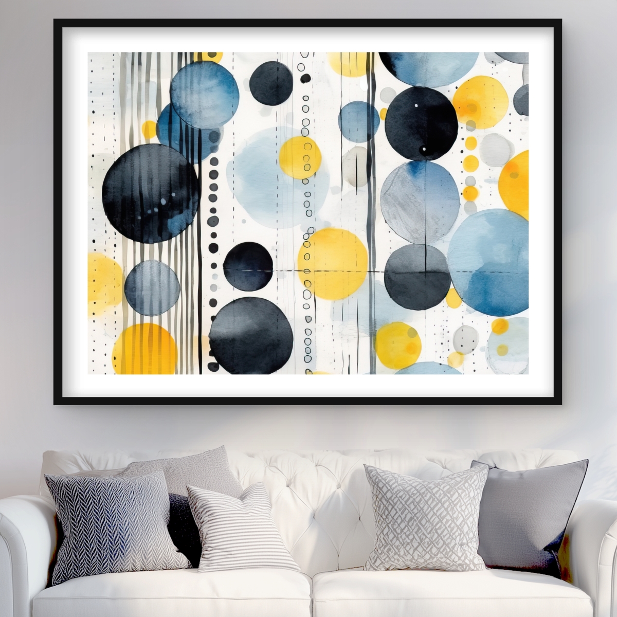 C1FM36489SQOBO 36 x 48 in. Oceanic Bubbles Wall Art - Abstract Office Framed Matted Print Decor