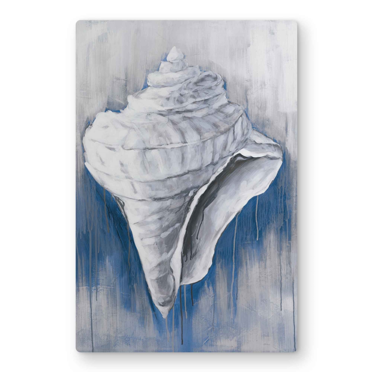 C1MP1218ZW9GN0 12 x 18 in. Blue Conical Shell Wall Art - Classic Blue Bathroom Metal Print Decor