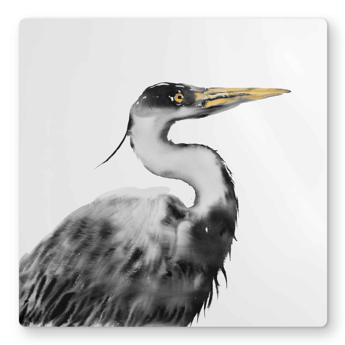 C1MP1616D6Q4W3 16 x 16 in. Great Heron Black Metal Print Wall Art - Unique Home Decor Accent