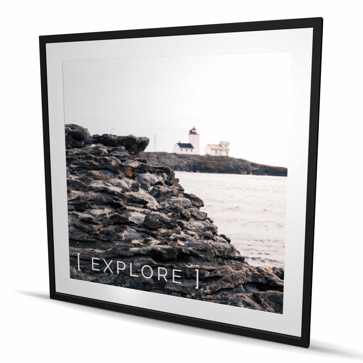 C1FM4848H0DMD9 48 x 48 in. Explore - Coastal Beige Framed Matted Print Wall Art for Home Decor