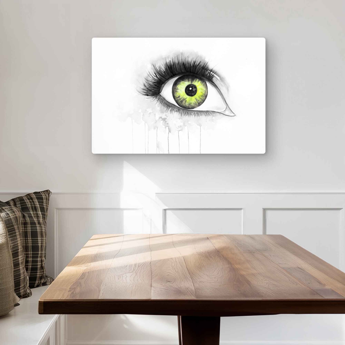 C1MP2030E1WBDO 20 x 30 in. Green Eye In Watercolor Wall Art - Figurative Green Metal Print Decor