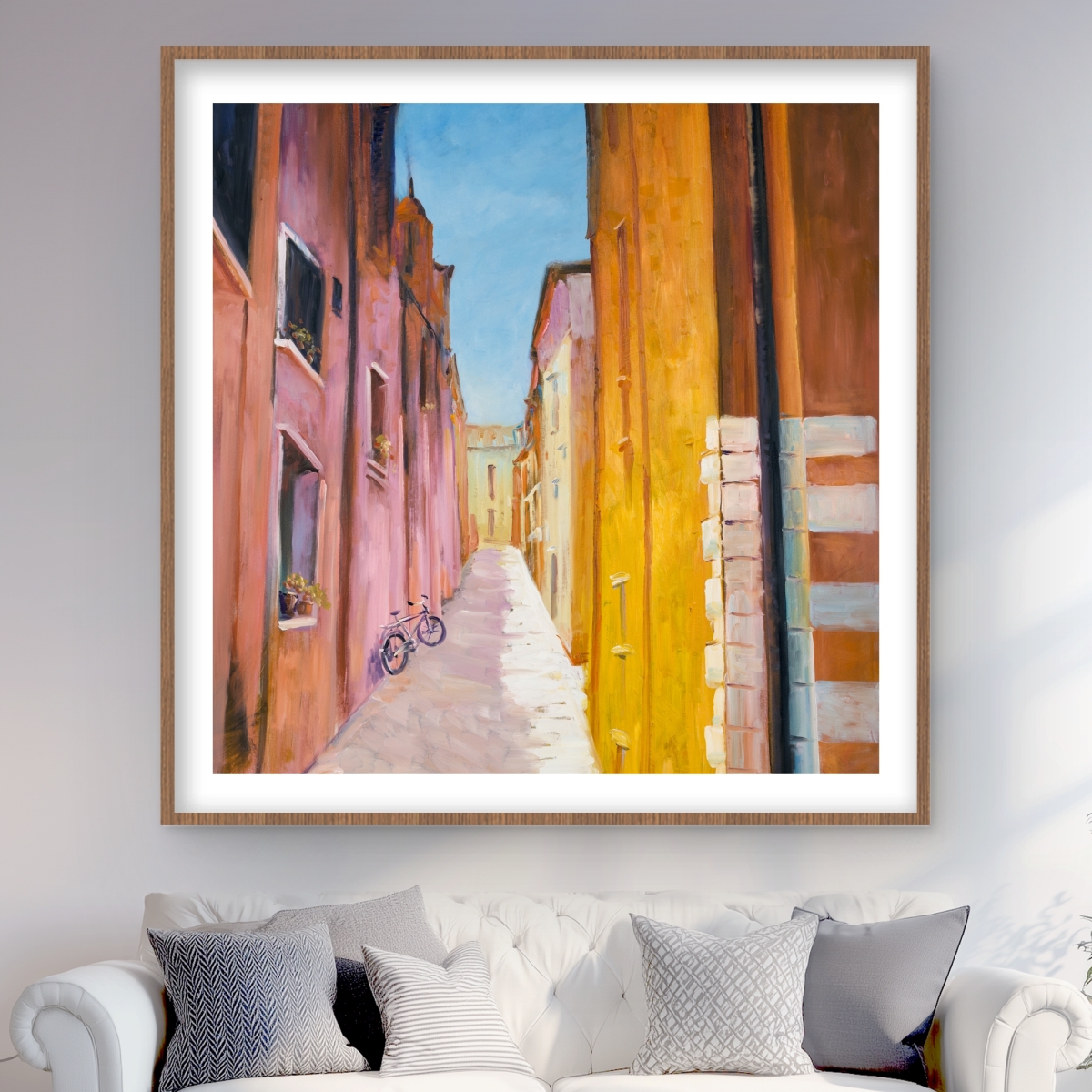 C1FM4848I0WV2U 48 x 48 in. Colorful Houses in the Streets of Collioure - Framed Print Wall Art