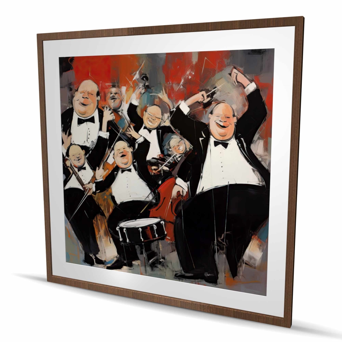 C1FM4848MS9LD2 48 x 48 in. Lively Dance - White Framed Matted Print Wall Art for Home Decor