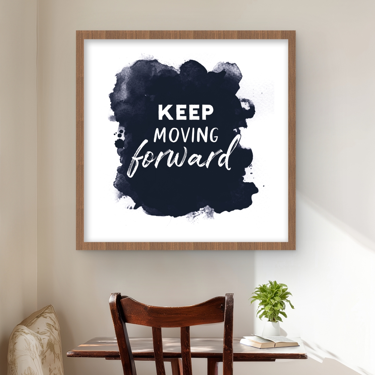 C1FM242460CRUY 24 x 24 in. Keep Moving Forward - White Livingroom Framed Matted Print Wall Art