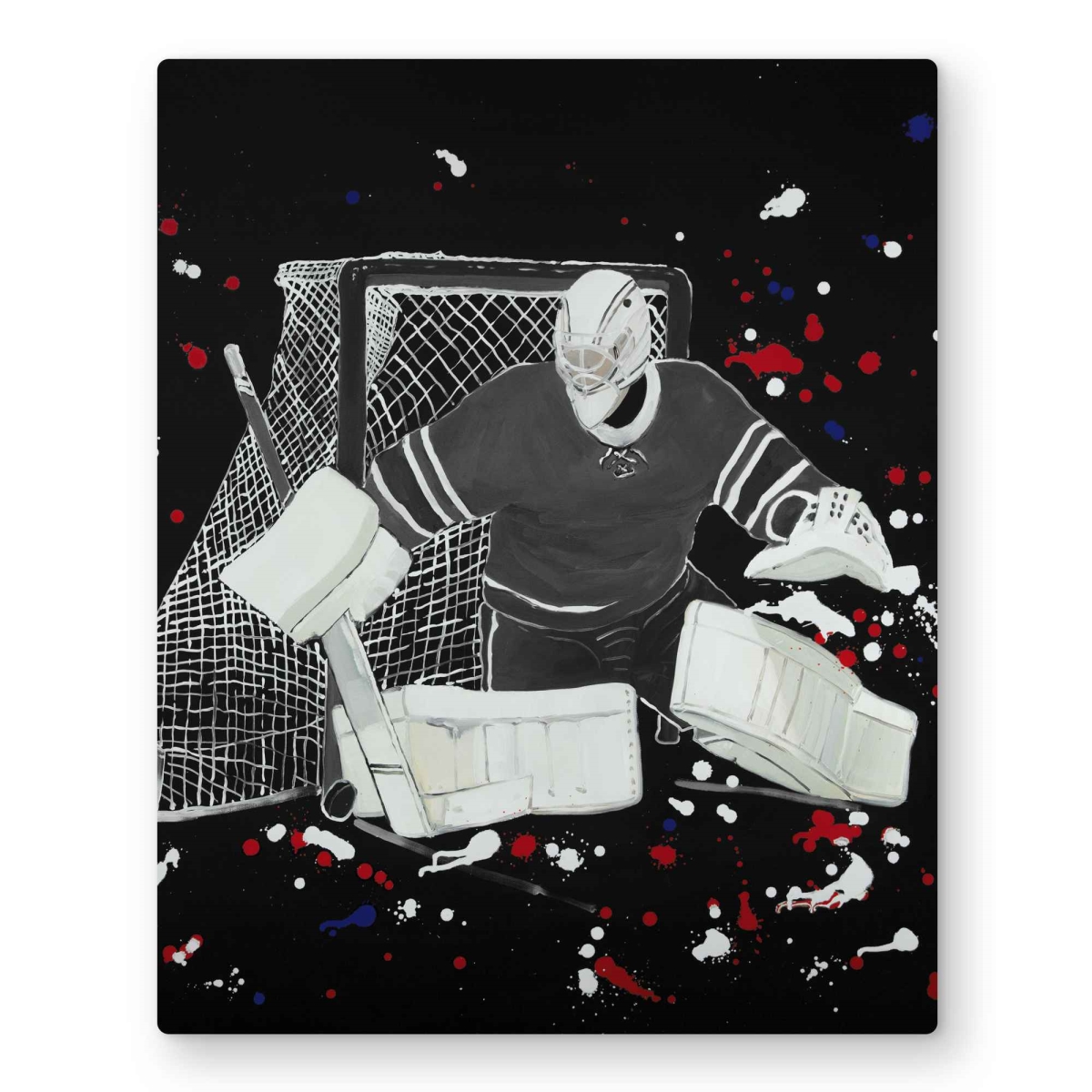C1MP1620FWQS6O 16 x 20 in. Goalkeeper Hockey Goal Wall Art - Modern Living Room Metal Print