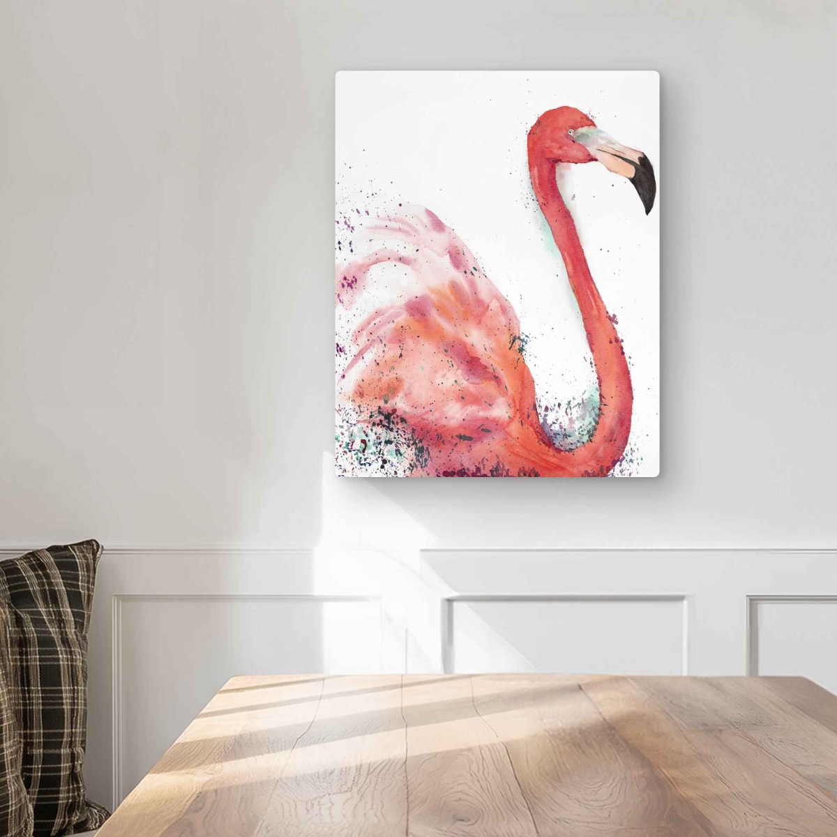 C1MP1620G54PN5 16 x 20 in. Splashing Flamingo Wall Art - Coral Animals Metal Print