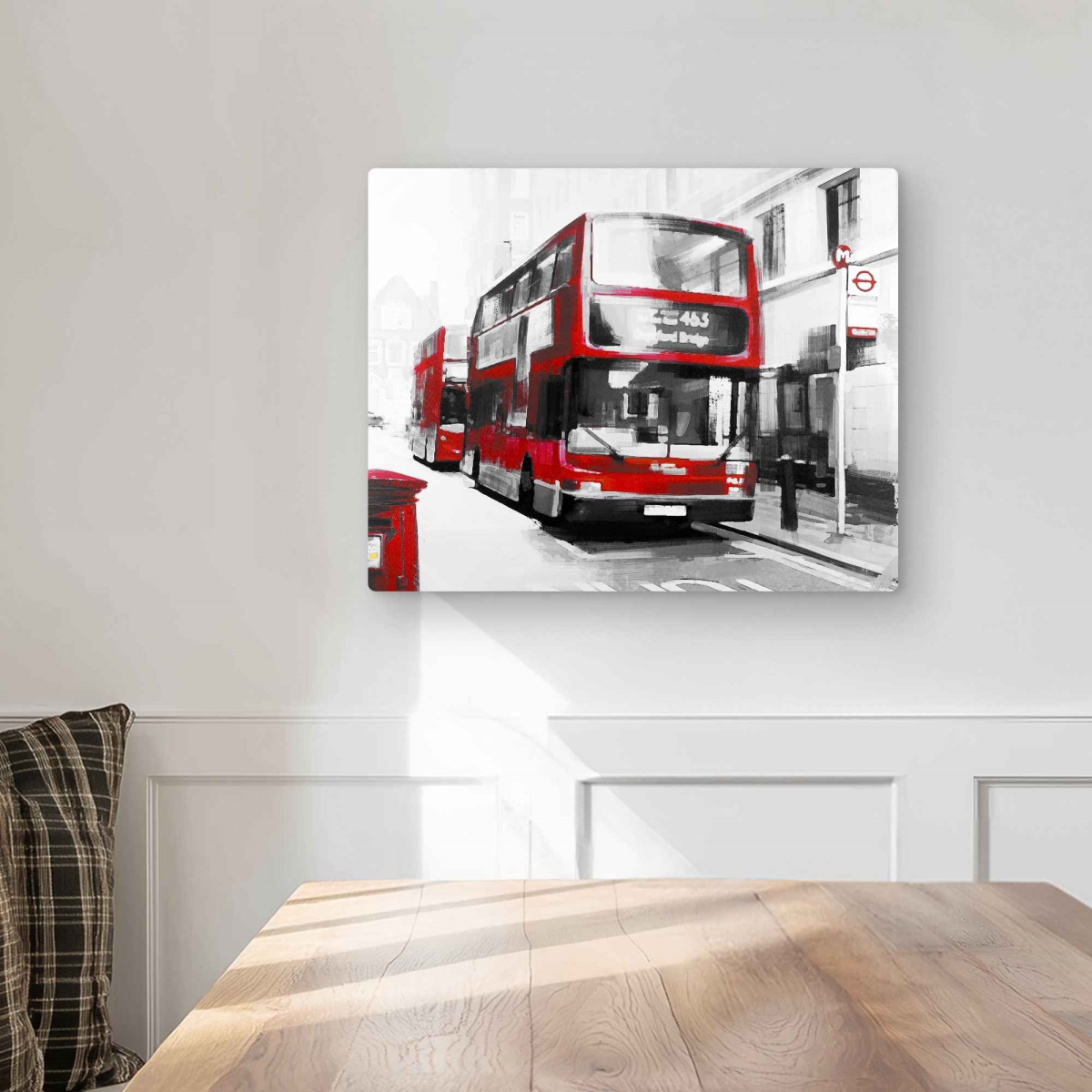 C1MP1620GC3V8A 16 x 20 in. Red Bus Londoner - Monochrome Metal Print Wall Art for Home Decor