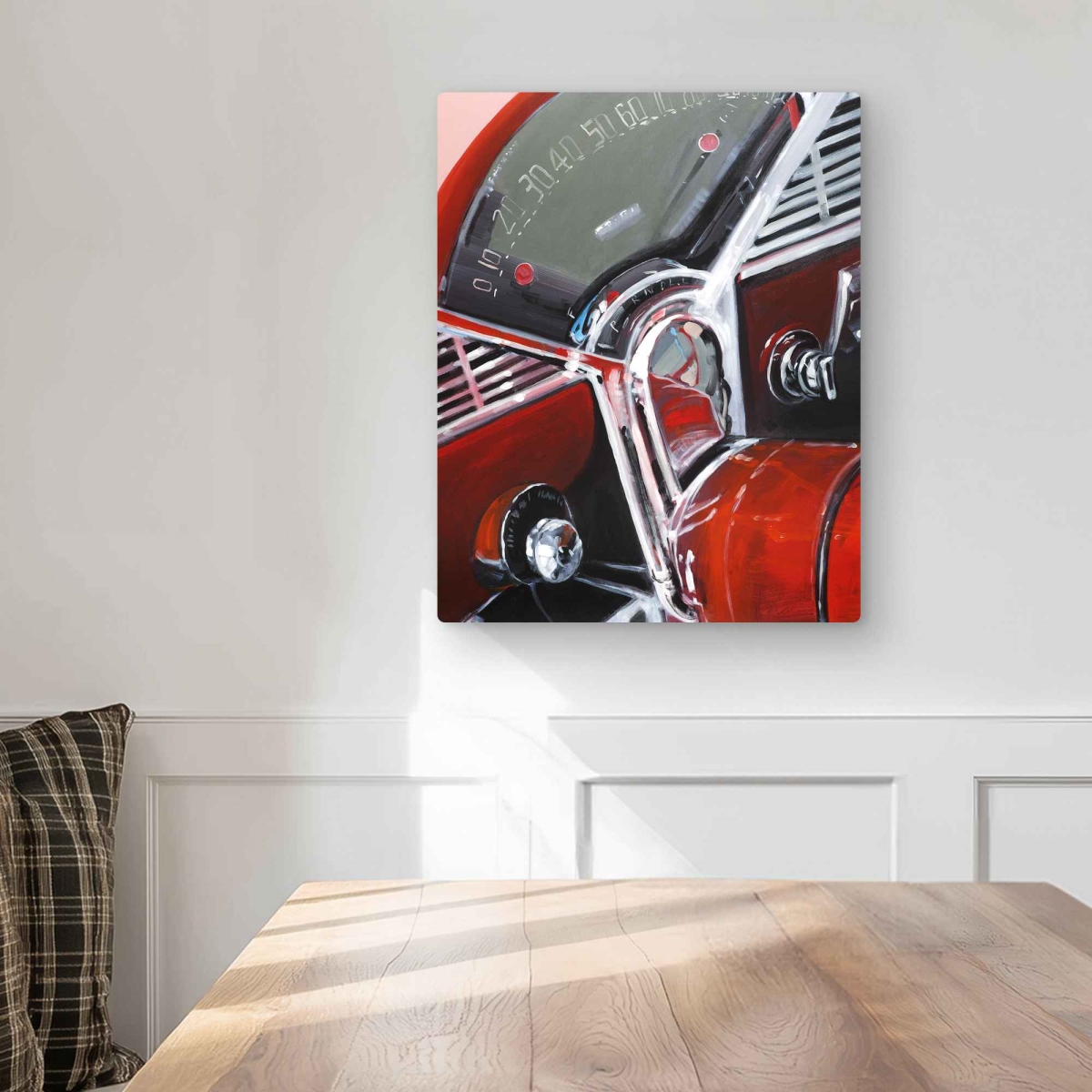 C1MP1620GI7OT4 16 x 20 in. Vintage Red Car Dashboard Wall Art - Transportation Metal Print Decor