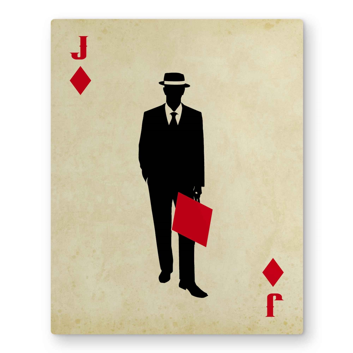 C1MP1620GLGAN8 16 x 20 in. Jack of Diamonds - Sepia Metal Print Wall Art for Man Cave Decor