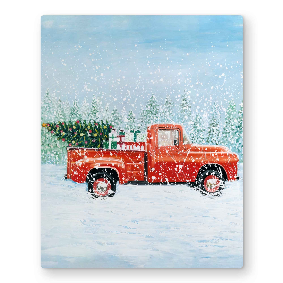 C1MP1620HI7KI4 16 x 20 in. Christmas Tree Truck - Rustic Metal Print Wall Art for Home Decor