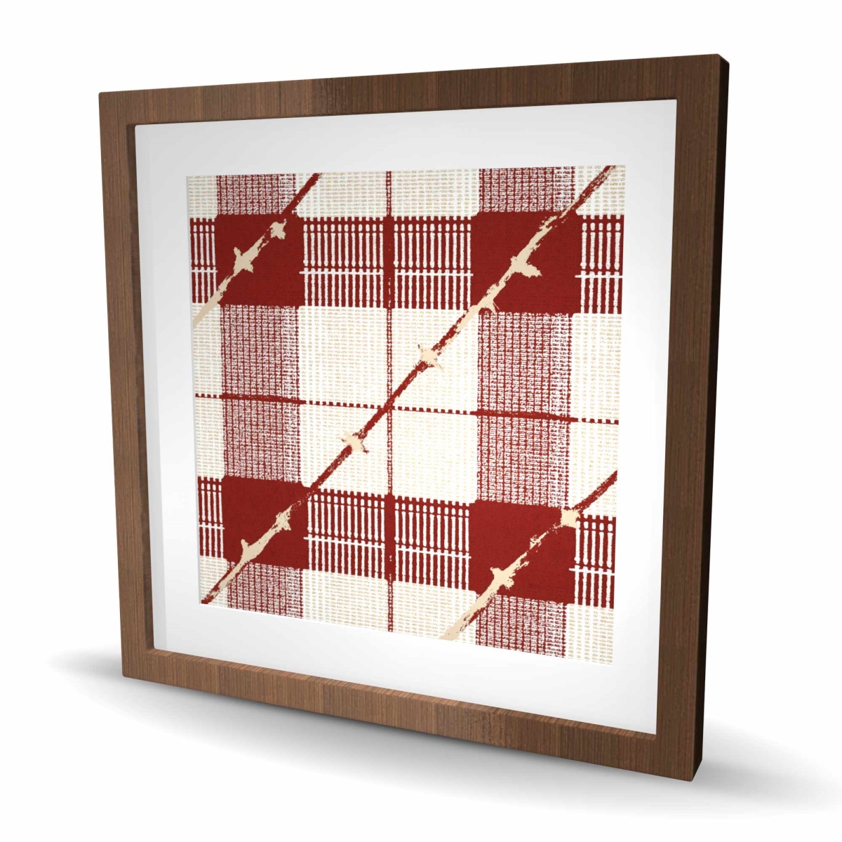 C1FM2424R4HU2U 24 x 24 in. Red Square Pattern - Gray Framed Matted Print Wall Art - Home Decor