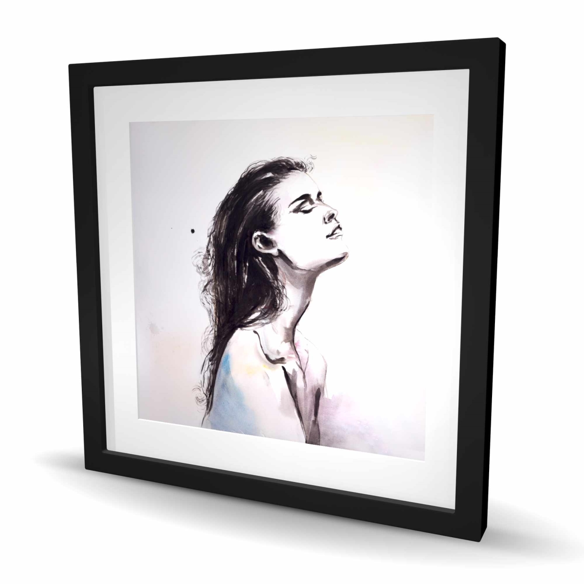 C1FM2424VFSDBK 24 x 24 in. Bare Skin - Romantic Black Framed Matted Print Wall Art - Home Decor