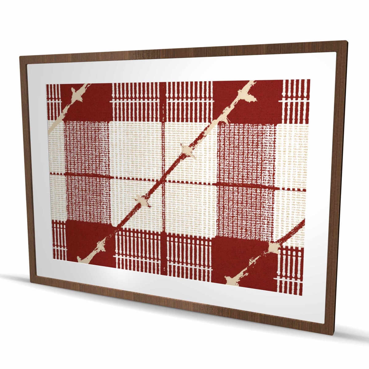 C1FM3648O04ZZW Red Square Pattern - Beige Framed Matted Print Wall Art - Home Decor - 36 x 48 in.