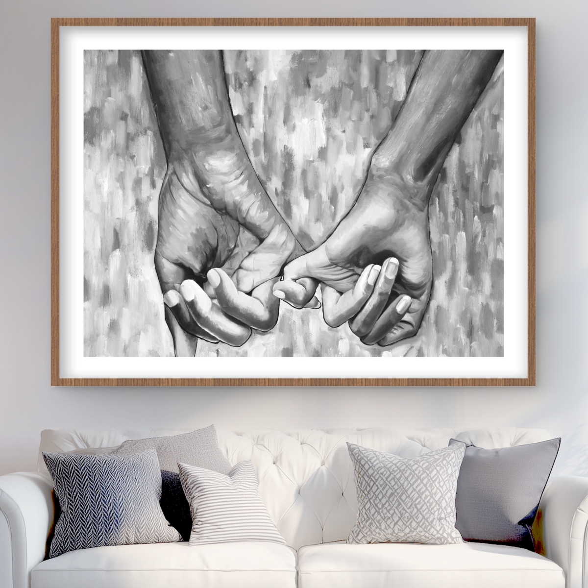 C1FM3648OLIN01 36 x 48 in. Connected - Figurative Monochrome Framed Print Wall Art - Home Decor