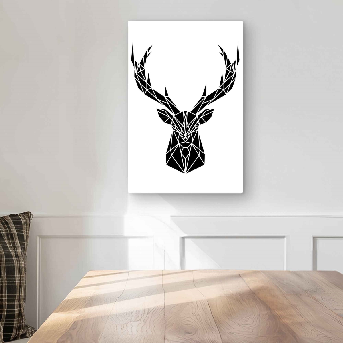 C1MP1218MKR0MD 12 x 18 in. Geometric Deer Head Metal Print Wall Art - Unique Home Decor Accent