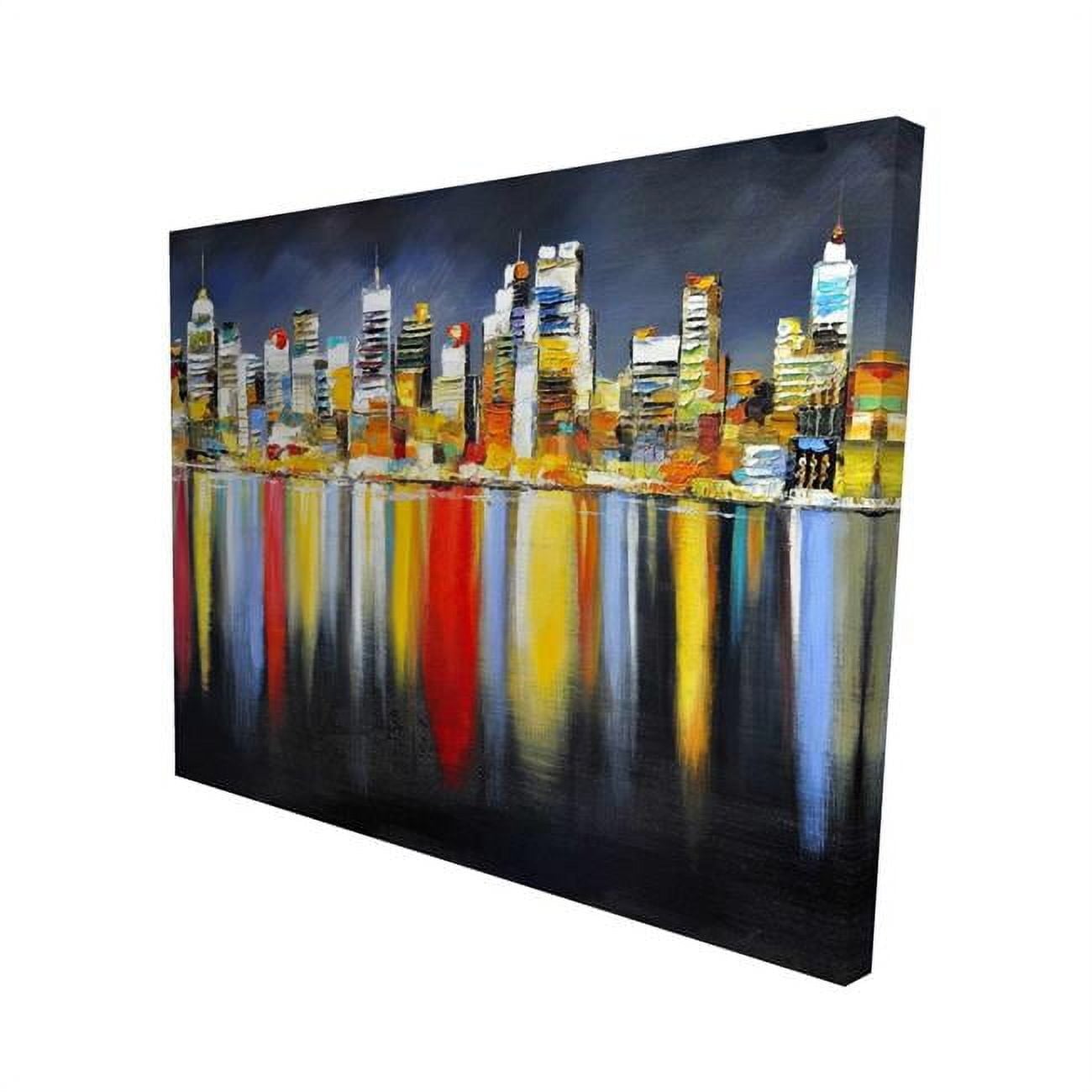 8 x 10 in. Colorful Reflection of A Cityscape by Night-Print on Canvas