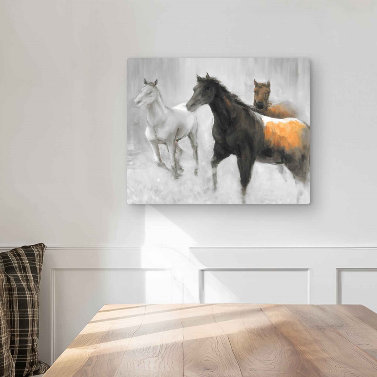 C1MP1620US88MZ 16 x 20 in. Abstract Herd of Horses - Black Metal Print Wall Art - Farm Animal
