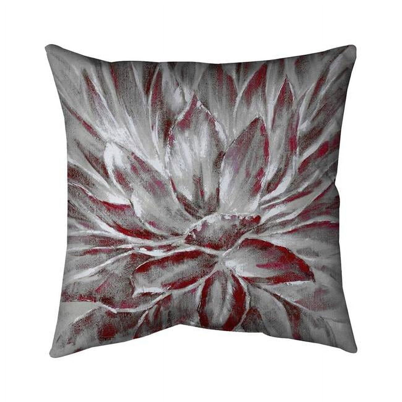 20 x 20 in. Red & Grey Flower-Double Sided Print Indoor Pillow