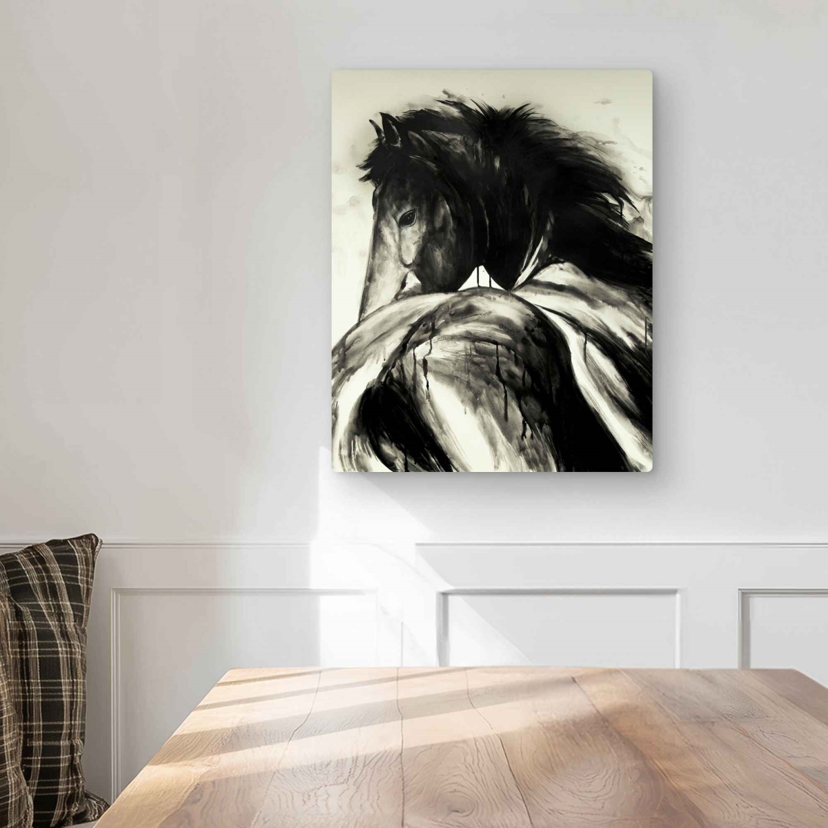 C1MP1620WGNY4F 16 x 20 in. Classical Horse - Sepia Beige Metal Print Wall Art for Home Decor
