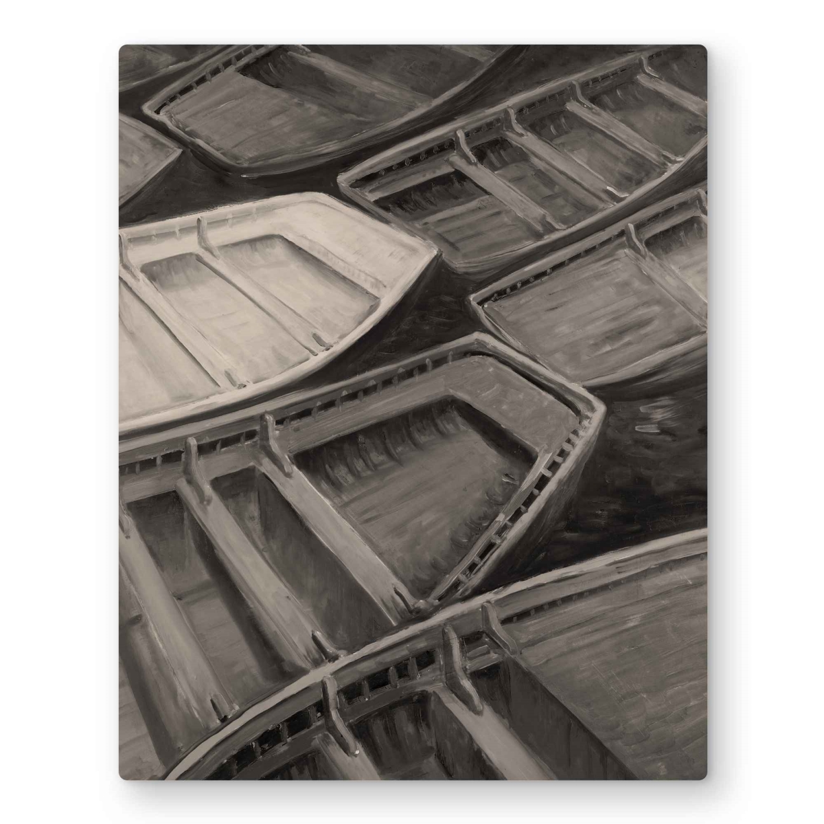C1MP1620WM872X 16 x 20 in. Small Canoes Sepia Style Wall Art - Boat Livingroom Metal Print Decor