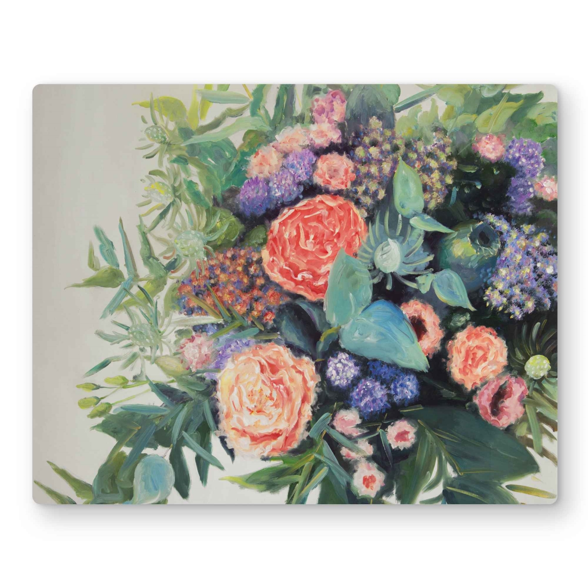 C1MP1620XBOR3G 16 x 20 in. Flowers Melody Wall Art - Contemporary Leaves Metal Print
