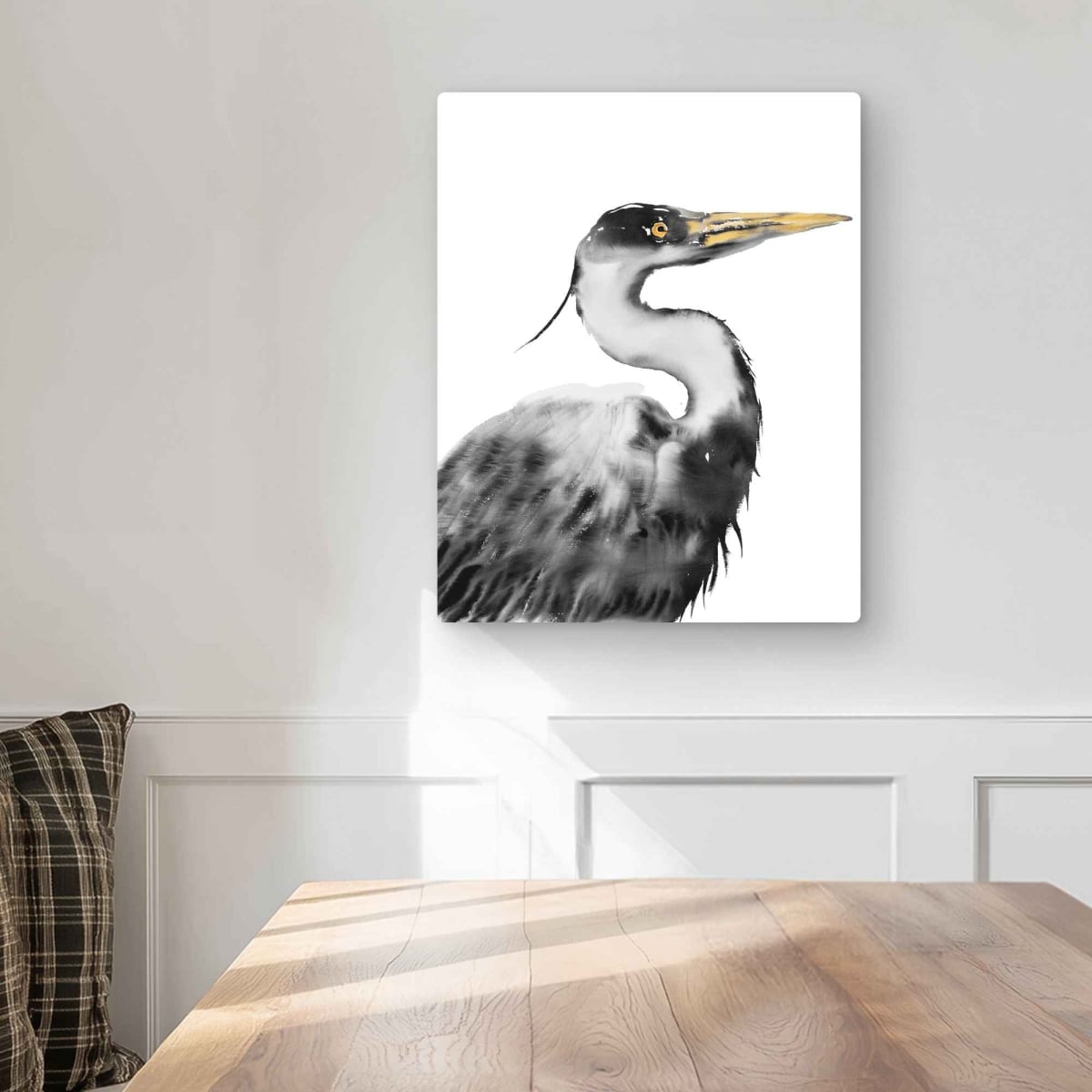 C1MP1620XJ7FYN 16 x 20 in. Great Heron - Bedroom Feathers Metal Print Wall Art for Home Decor