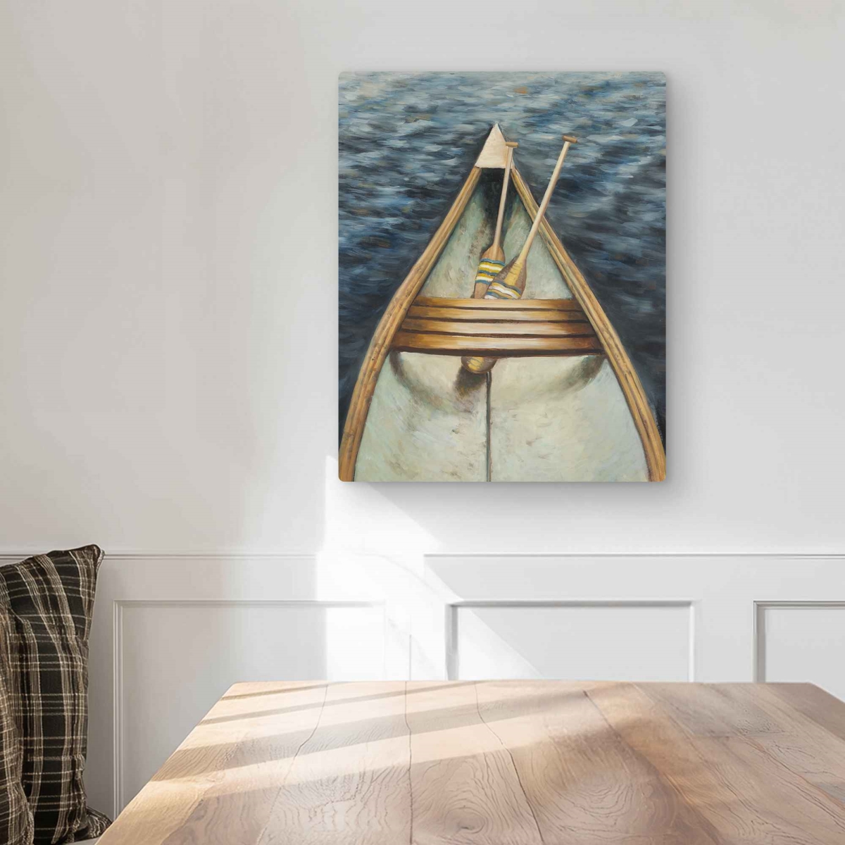 C1MP1620Y99IA3 16 x 20 in. Canoeing on the Lake Wall Art - Blue Marine Metal Print