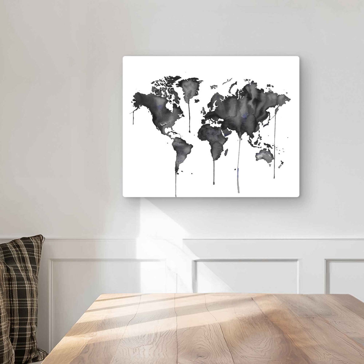 C1MP1620ZDOF8N 16 x 20 in. Watercolor World Map Wall Art - Blue Prints Metal Print