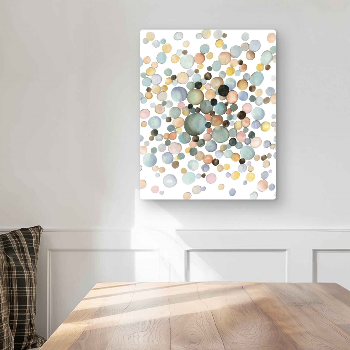 C1MP1620ZEVGN3 16 x 20 in. Little Bubbles - Abstract Beige Metal Print Wall Art for Home Decor
