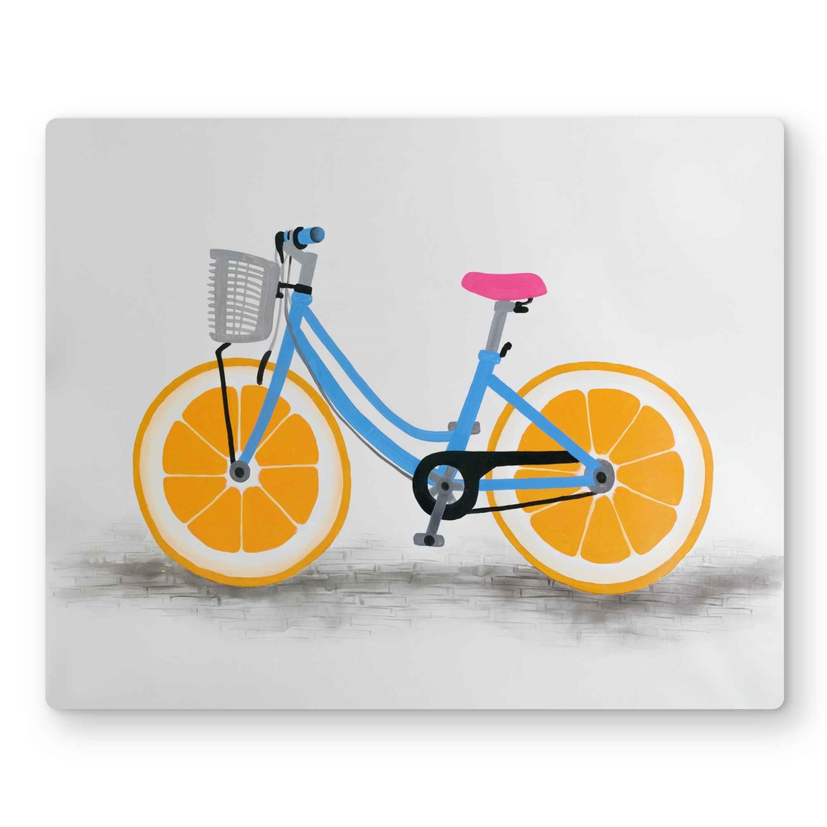 C1MP1620ZYFSJC 16 x 20 in. Orange Wheel Bike - Blue Sports Metal Print Wall Art for Home Decor