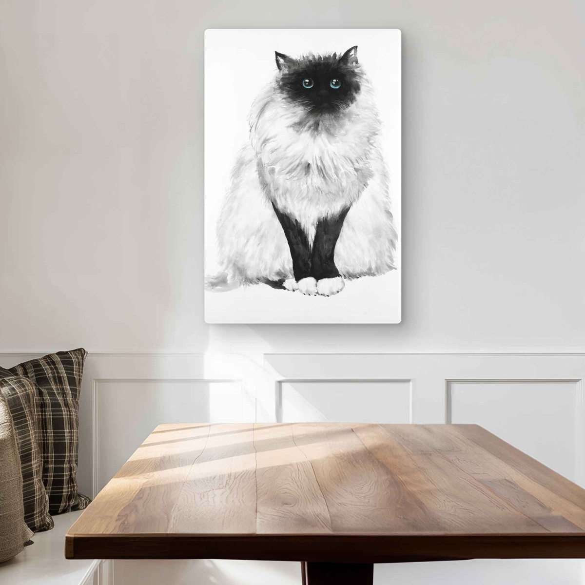 C1MP20301U2HCA 20 x 30 in. Blue Eyes Fluffy Siamese Cat Wall Art - White Metal Print