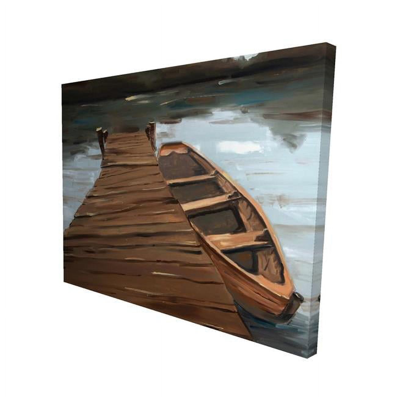 8 x 10 in. Lake, Dock & Boat-Print on Canvas