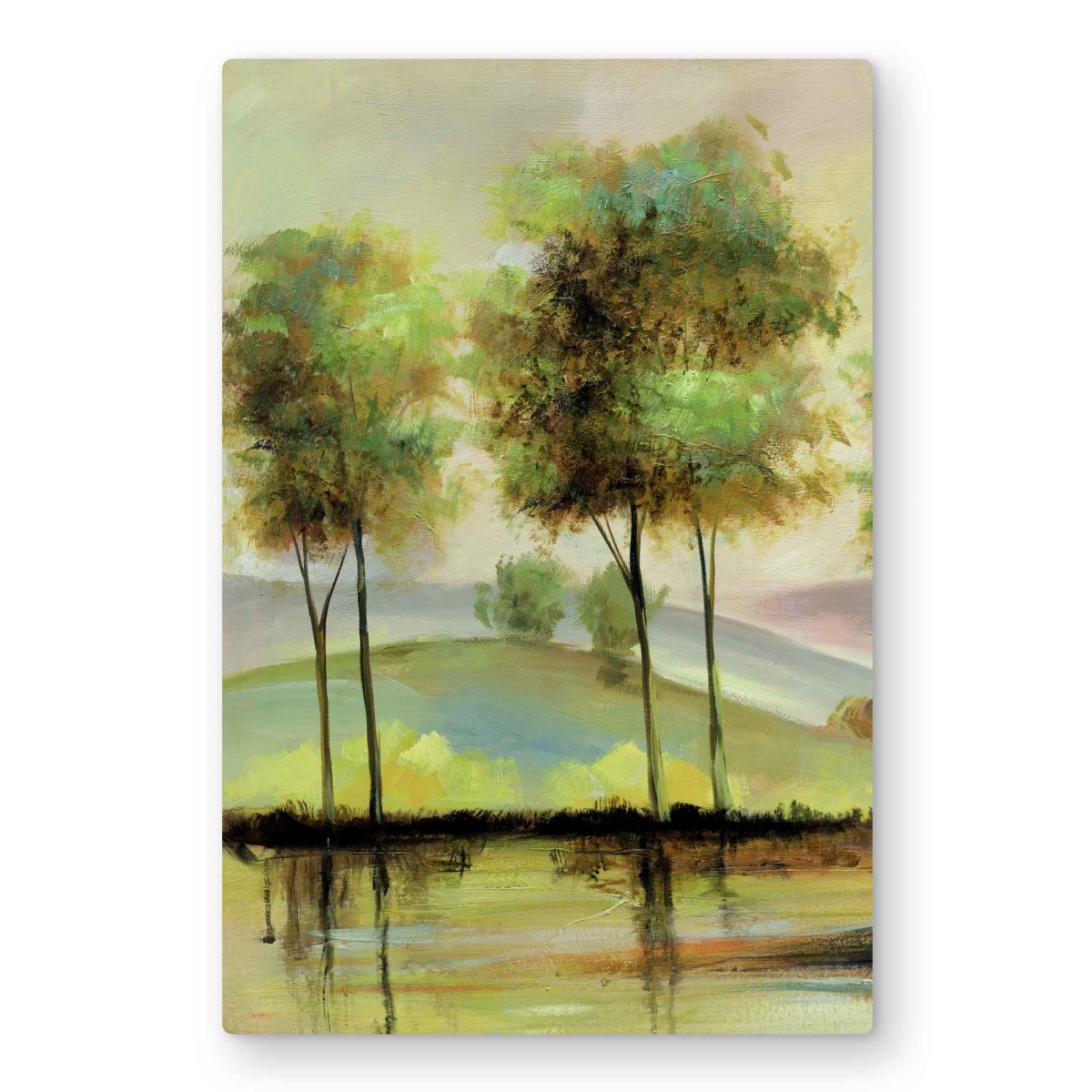 C1MP20304QN4RV 20 x 30 in. Trees Near the Lake Wall Art - Contemporary Office Metal Print Decor