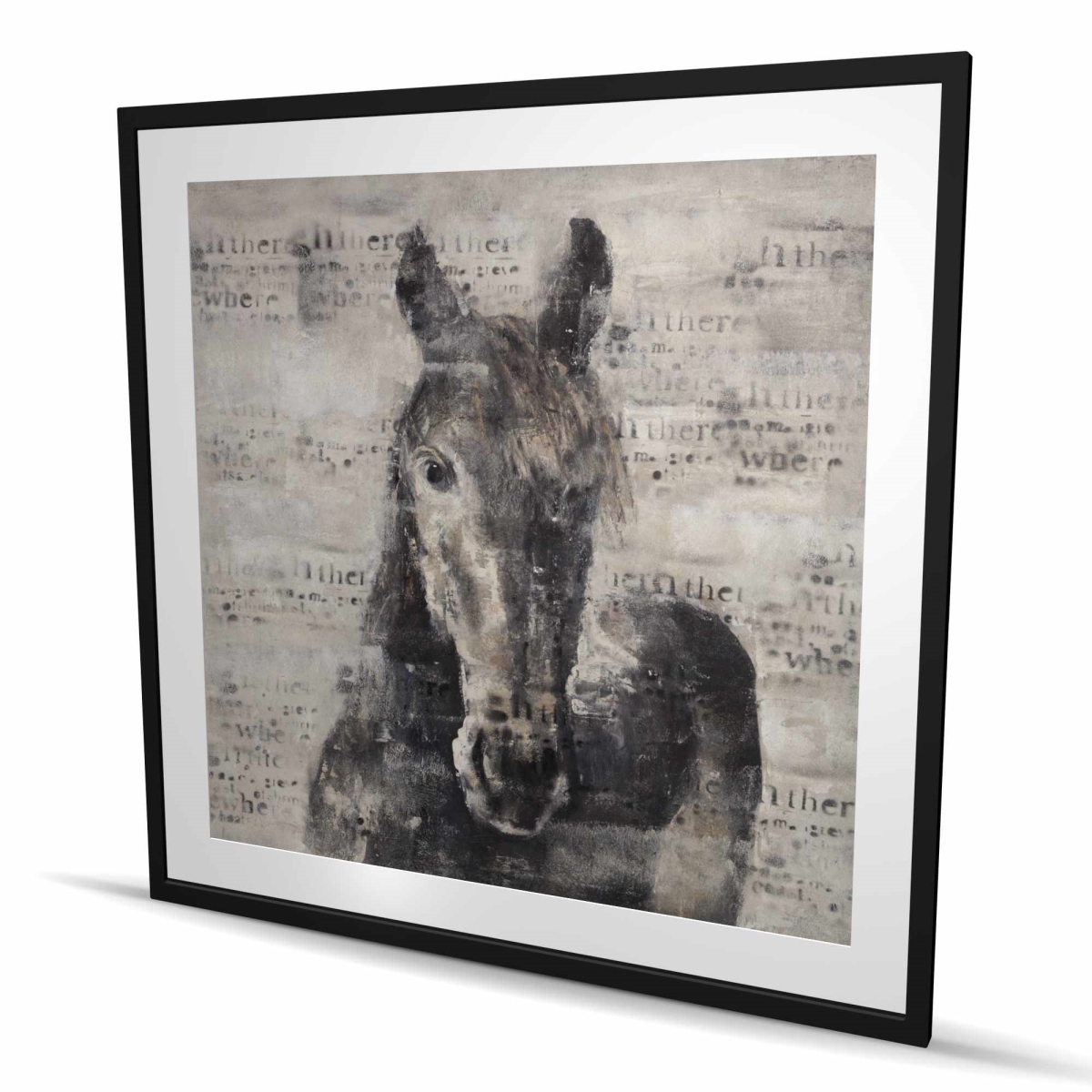 C1FM48489GI3C8 48 x 48 in. Abstract Horse with Typography Wall Art - Rustic Best Sellers Print