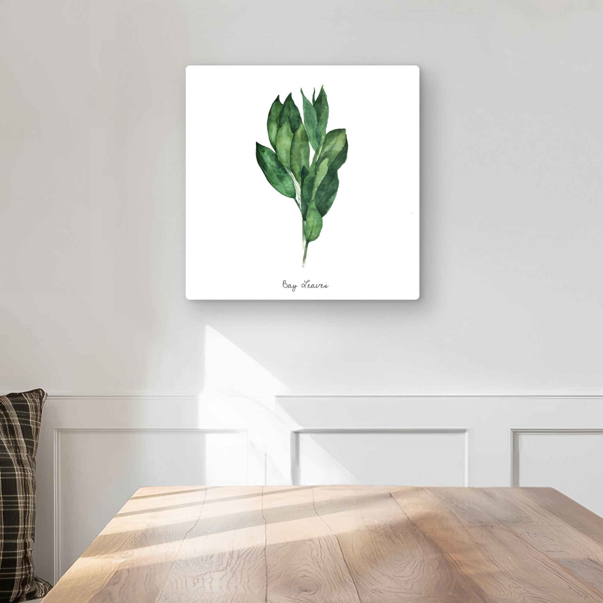 C1MP1616B2FP8K 16 x 16 in. Bay Leaves Bundle Metal Print Wall Art - White Kitchen Decor
