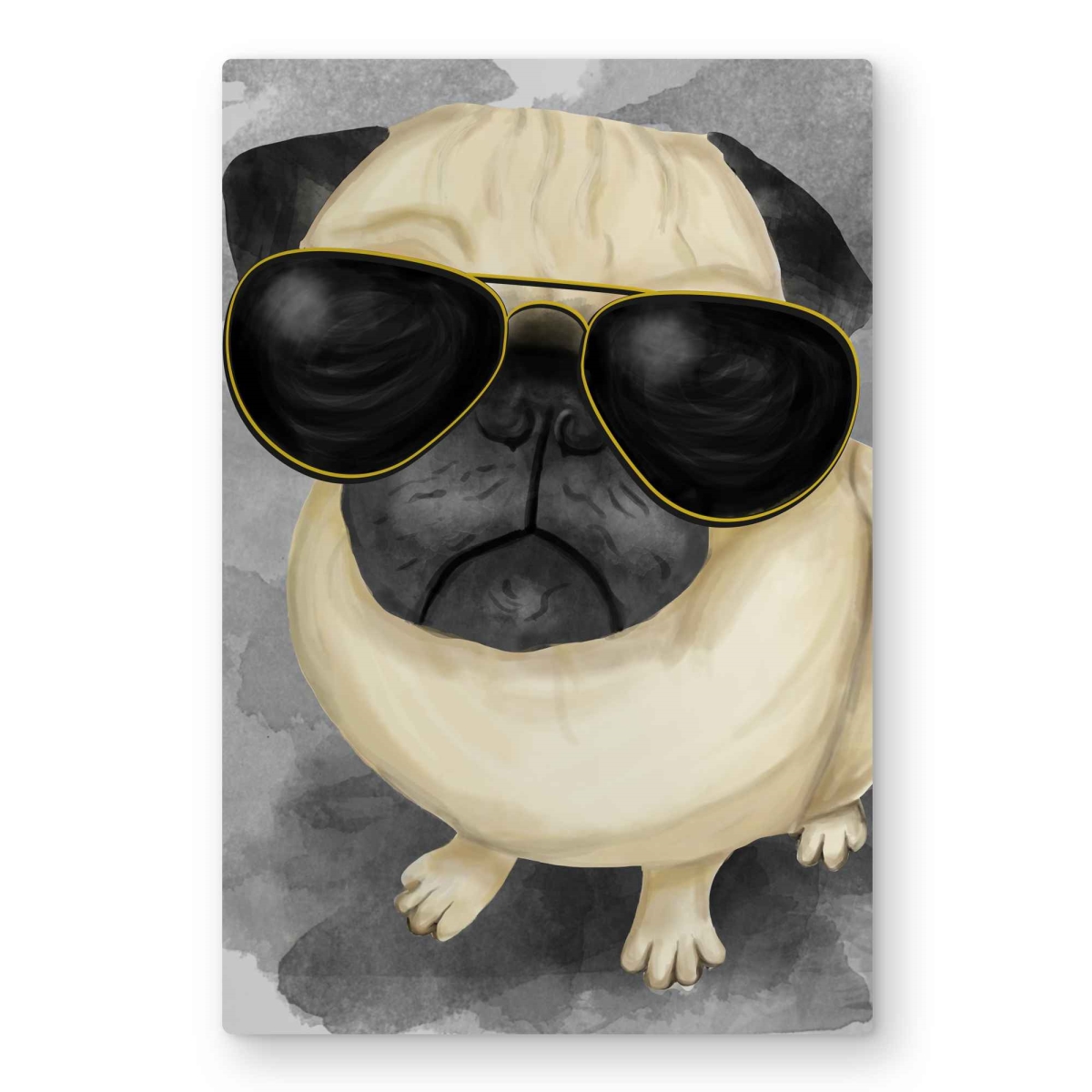 C1MP2030H5OQGI 20 x 30 in. Pug with Style - Black Bedroom Metal Print Wall Art for Home Decor