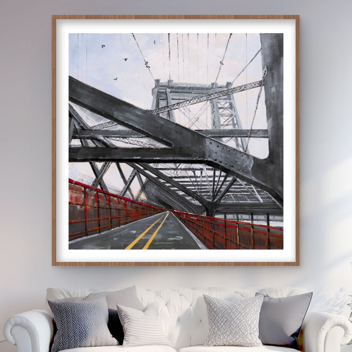 C1FM4848MJRNST 48 x 48 in. Bridge Architecture - Livingroom Bridge Framed Matted Print Wall Art