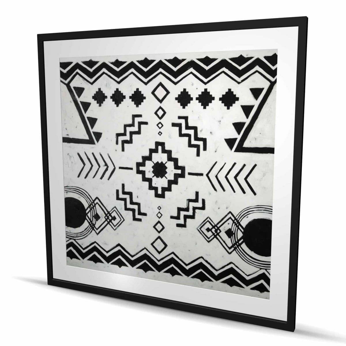 C1FM4848KJJB3A 48 x 48 in. Ethnic Patterns - Framed Matted Print Wall Art for Living Room Decor