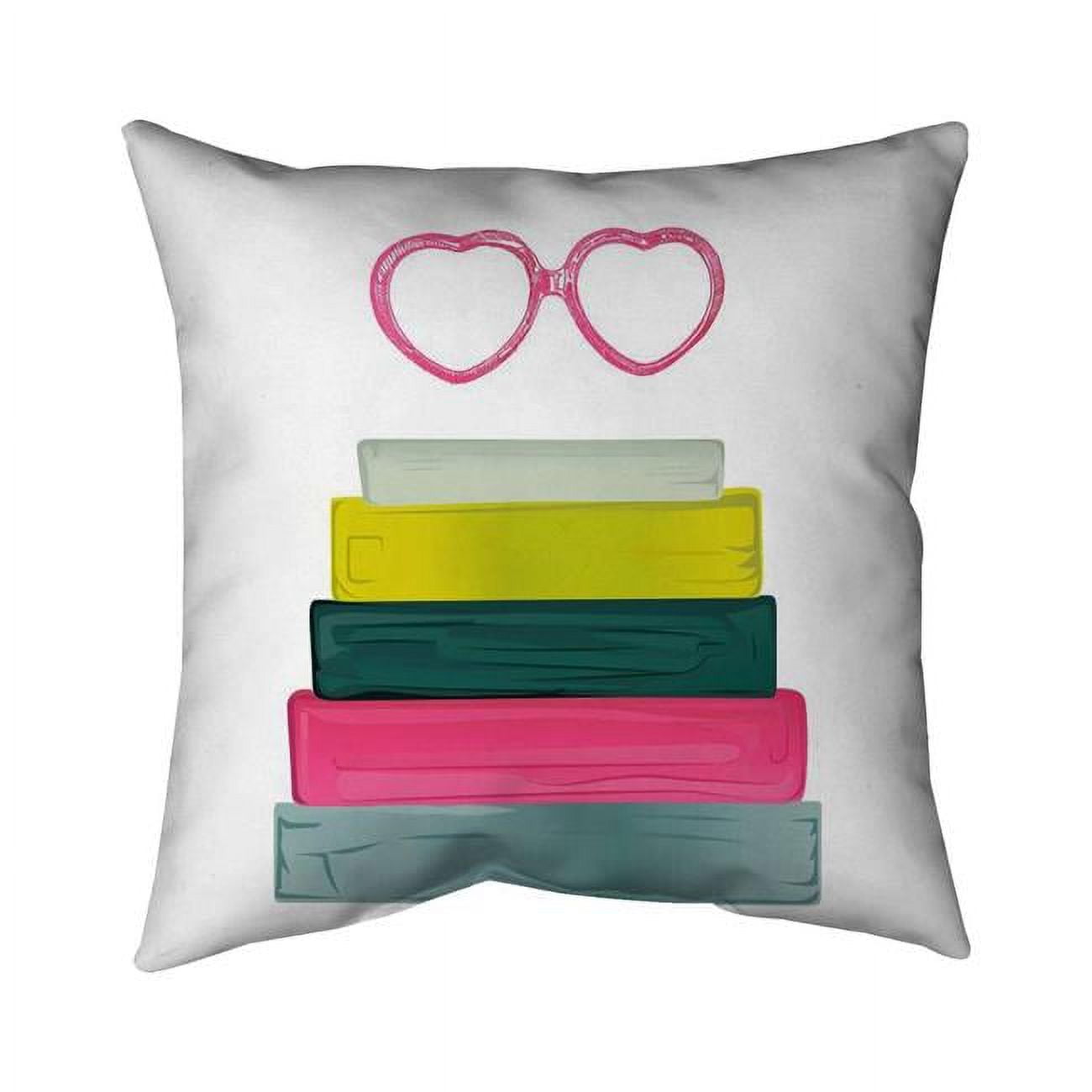 20 x 20 in. Heart Shape Glasses with Books-Double Sided Print Indoor Pillow