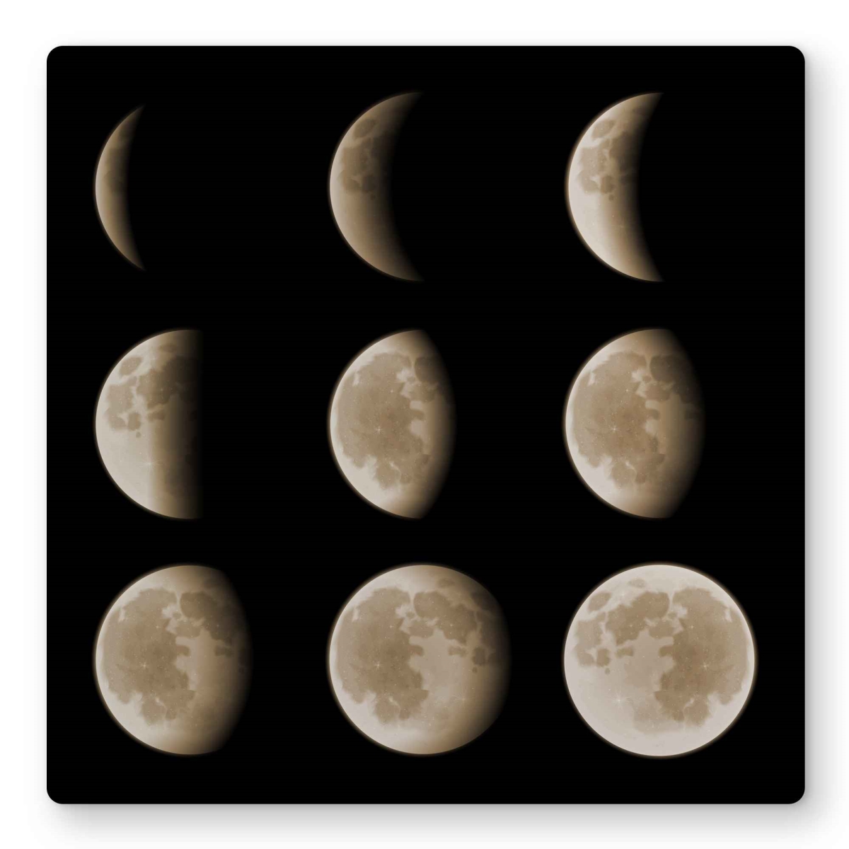 C1MP1616O0PYYO 16 x 16 in. Eclipse In Nine Phases - Metal Print Wall Art for Galaxy Bedroom