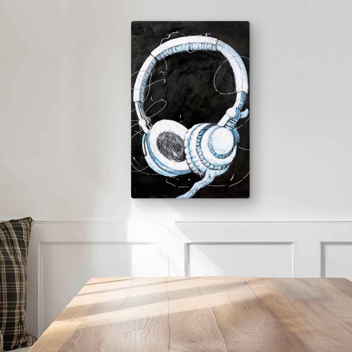 C1MP1218A1AYM6 12 x 18 in. Headphones Metal Print Wall Art - Man Cave Decor - Home
