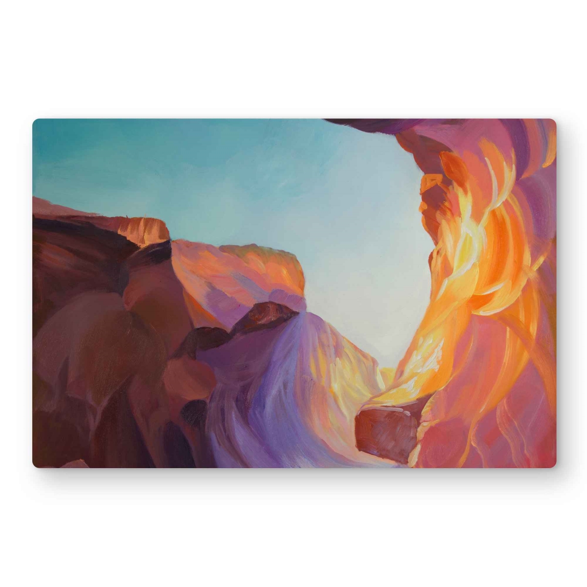 C1MP1218B7K916 12 x 18 in. Antelope Canyon Orange Metal Print Wall Art - Unique Home Decor Art