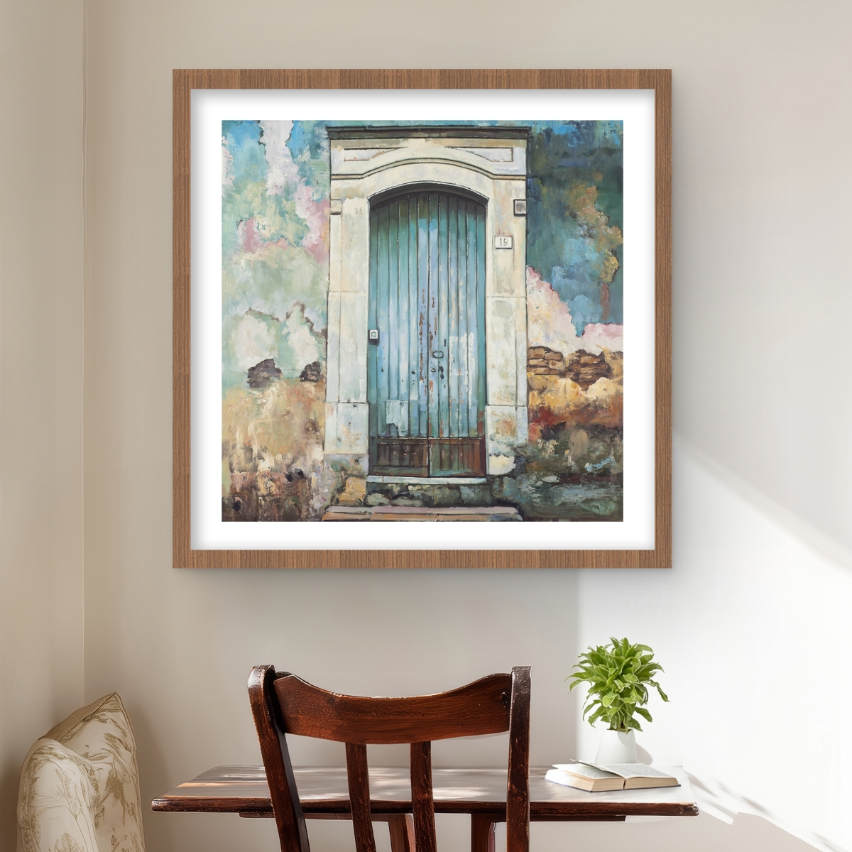 C1FM2424NZEYHM 24 x 24 in. Blue Door of An Old Building Print Wall Art - Still Life Home Decor